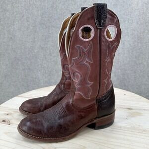 Biltrite Leather Western Cowboy Boots Mens 8 Pull Holes Embroidered